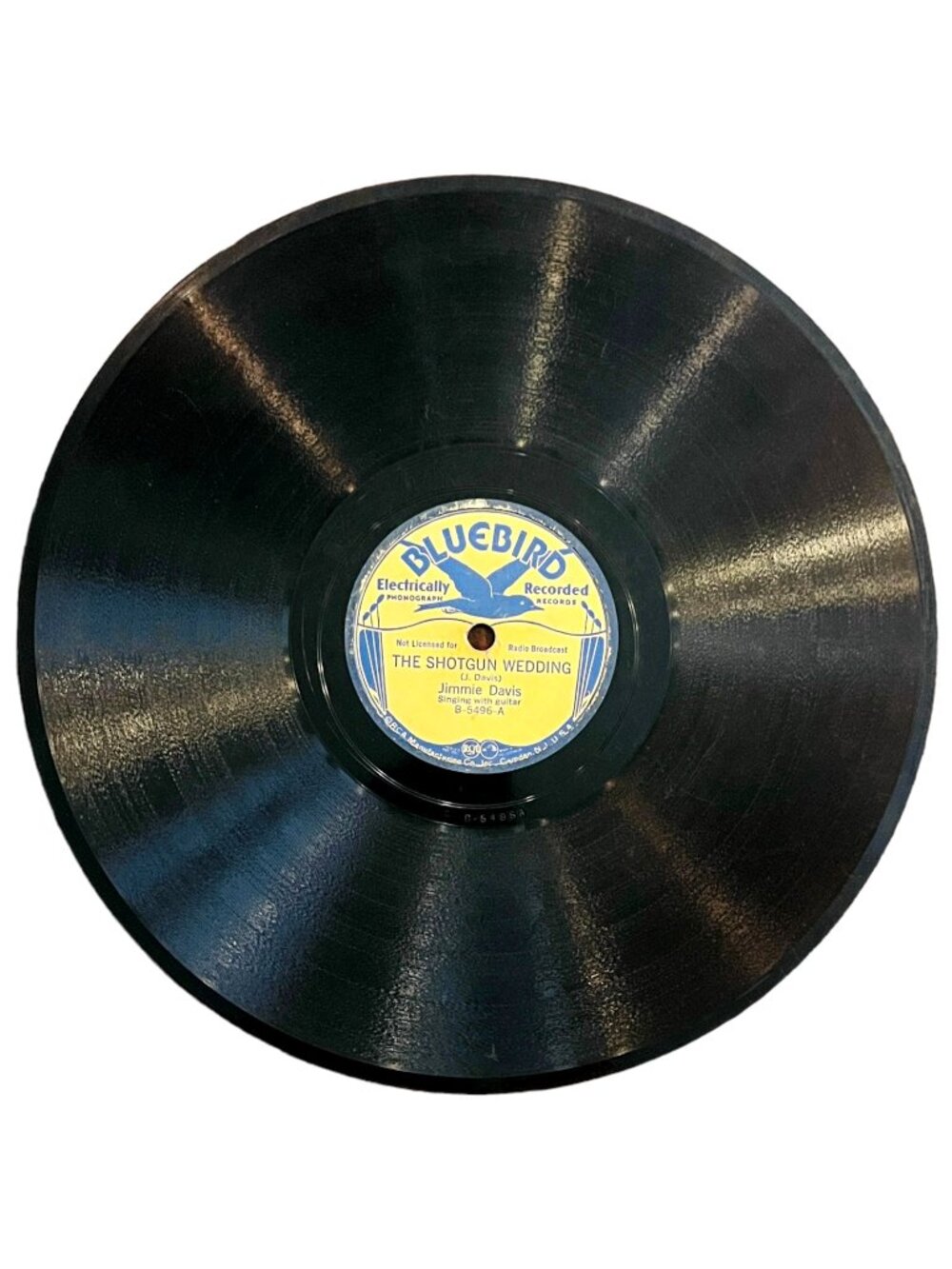 JIMMIE DAVIS - The Shotgun Wedding / Arabella Blues - Bluebird Records B-5496